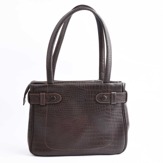 کیف زنانه مجلسی فربار چرم کروکو قهوه ای