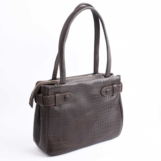 کیف زنانه مجلسی فربار چرم کروکو قهوه ای