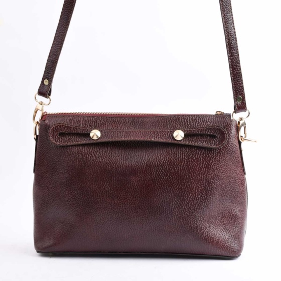 کیف مجلسی زنانه طرح افروز چرم فلوتر زرشکی