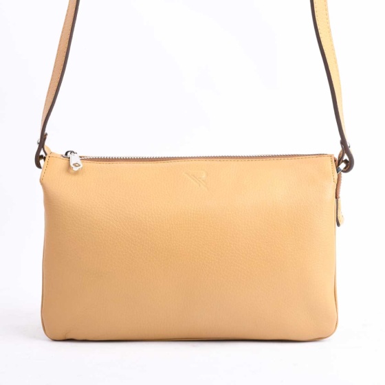 کیف دوشی زنانه طرح لاریسا چرم فلوتر کرم