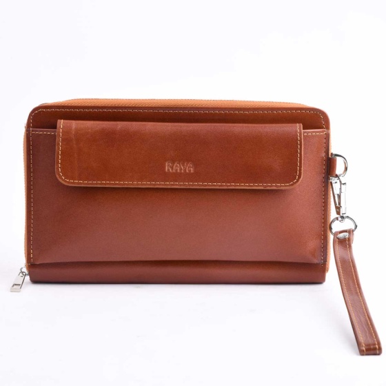 کیف پاسپورتی شاهرخ چرم ساده عسلی