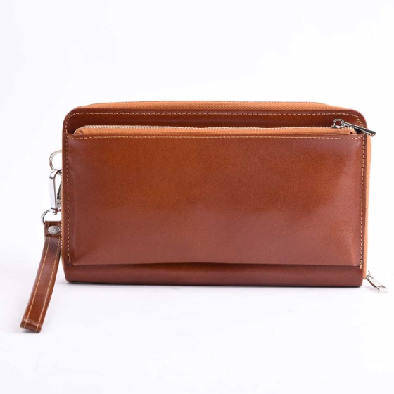 کیف پاسپورتی شاهرخ چرم ساده عسلی