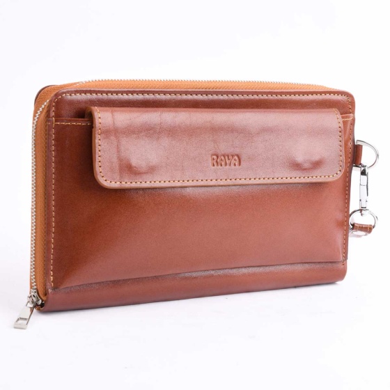 کیف پاسپورتی شاهرخ چرم ساده عسلی