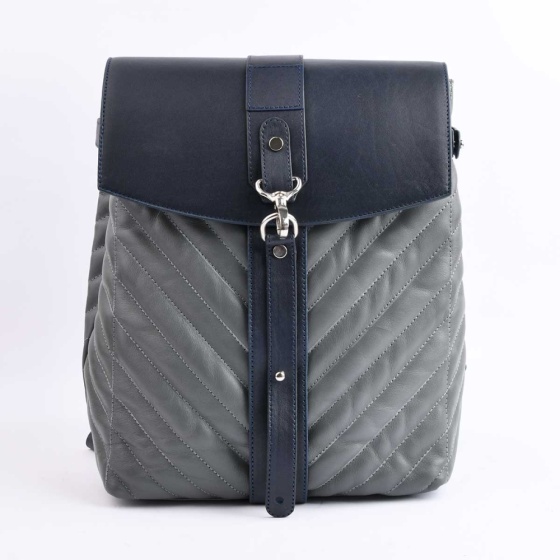 کوله پشتی طرح 5023 چرم سرمه ای خاکستری F3