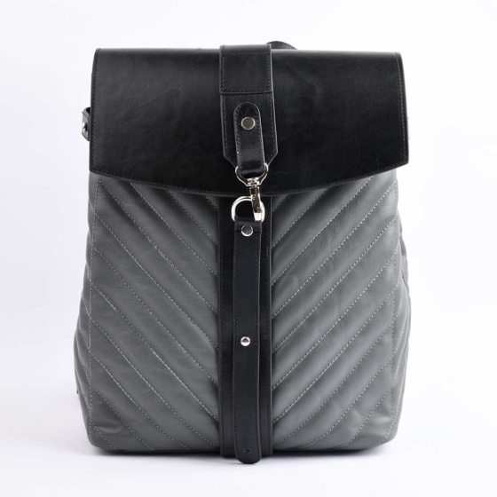 کوله پشتی طرح 5021 چرم مشکی خاکستری F3