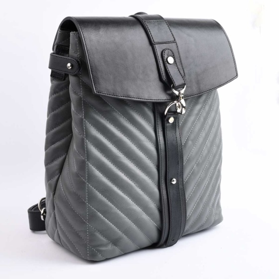 کوله پشتی طرح 5021 چرم مشکی خاکستری F3