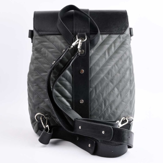 کوله پشتی طرح 5021 چرم مشکی خاکستری F3