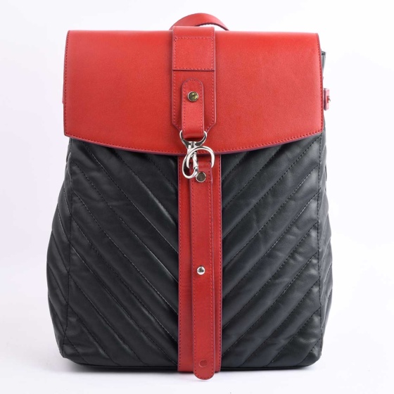 کوله پشتی طرح 5031 چرم مشکی - قرمز F4