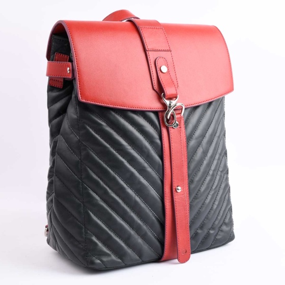 کوله پشتی طرح 5031 چرم مشکی - قرمز F4