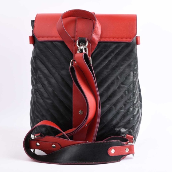 کوله پشتی طرح 5031 چرم مشکی - قرمز F4