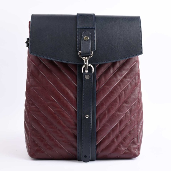 کوله پشتی طرح 5013 چرم سرمه ای- زرشکی F3