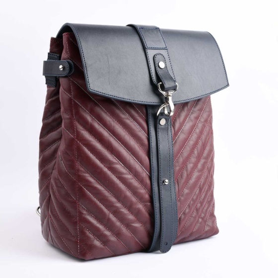 کوله پشتی طرح 5013 چرم سرمه ای- زرشکی F3