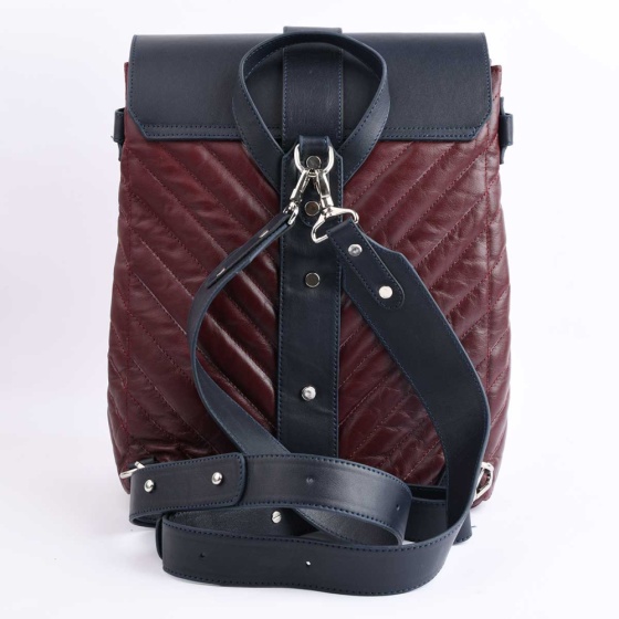 کوله پشتی طرح 5013 چرم سرمه ای- زرشکی F3