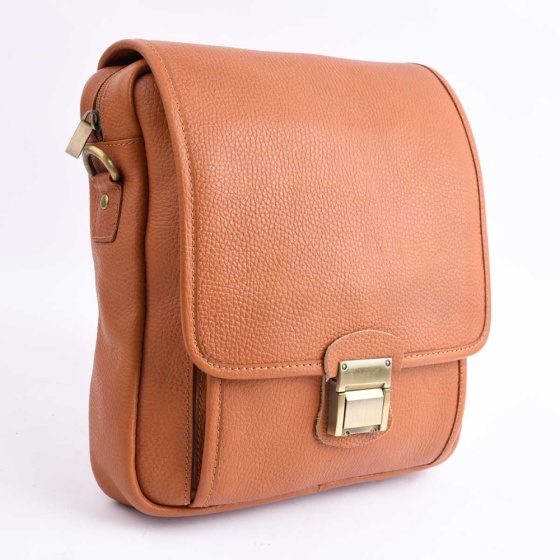 کیف کراس بادی مردانه کد 5037 چرم فلوتر عسلی