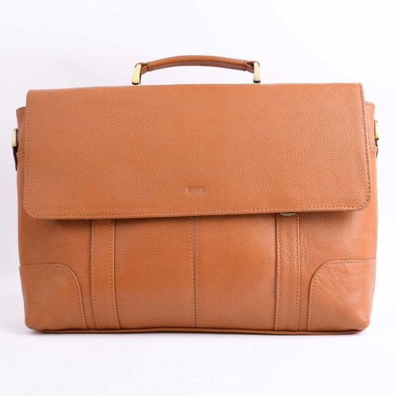 کیف اداری طرح شادلین چرم عسلی فلوتر