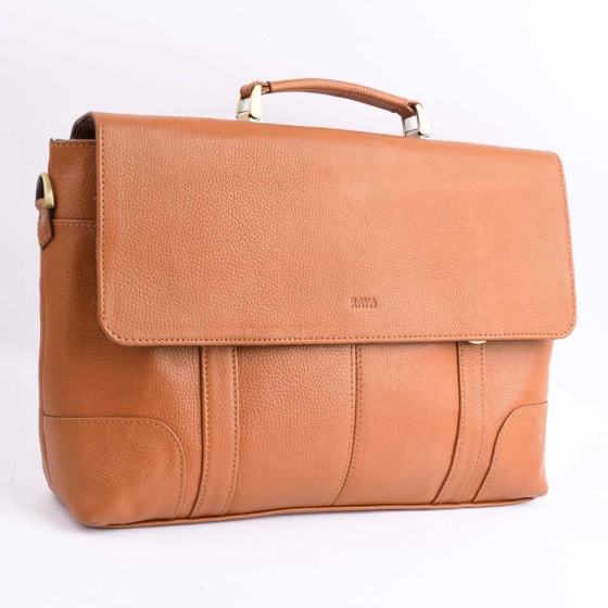 کیف اداری طرح شادلین چرم عسلی فلوتر