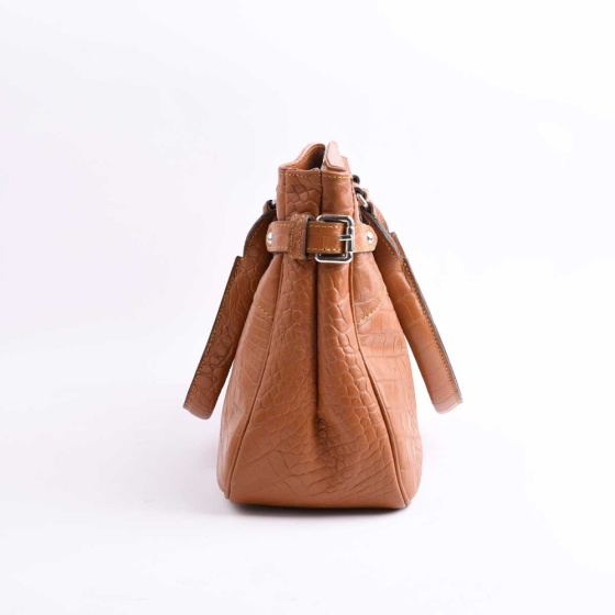 کیف مجلسی زنانه طرح پویان چرم کروکو عسلی