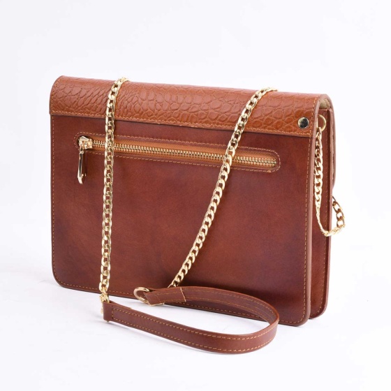 کیف مجلسی زنانه طرح 5273 چرم عسلی ساده