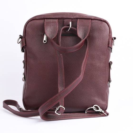 کوله پشتی طرح آرنیکا چرم فلوتر زرشکی E4