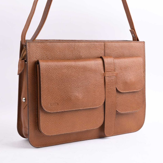 کیف دوشی زنانه طرح رها چرم عسلی فلوتر