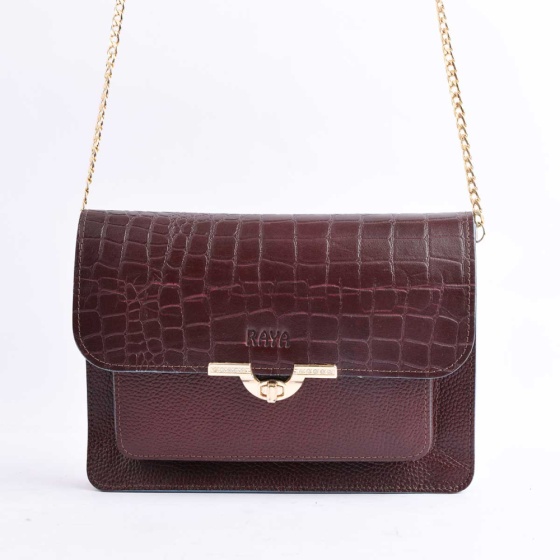 کیف مجلسی زنانه طرح 5273 چرم فلوتر قهوه ای