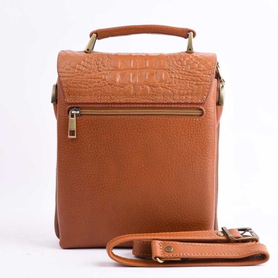 کیف دوشی مردانه طرح 52102 چرم فلوتر عسلی