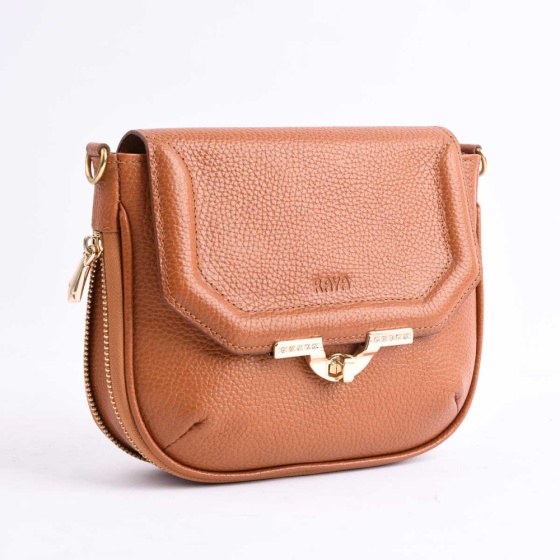 کیف مجلسی زنانه طرح ریوان چرم فلوتر عسلی