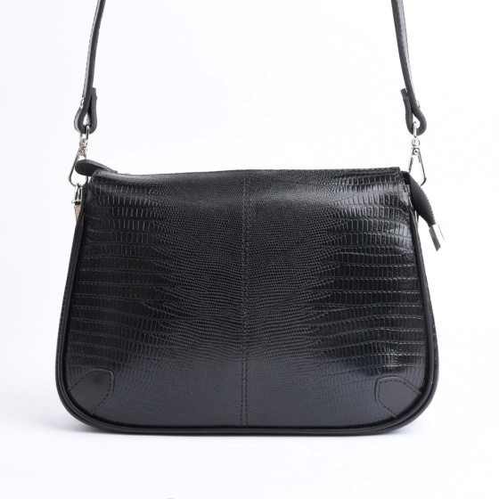 کیف دوشی زنانه طرح ارمغان چرم مشکی لیزارد