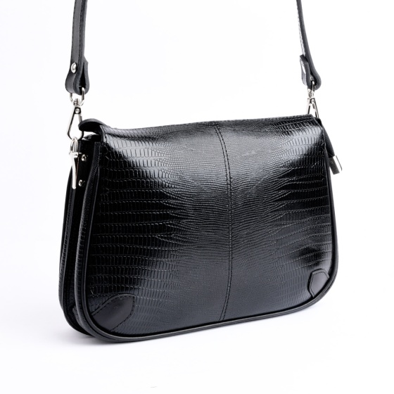 کیف دوشی زنانه طرح ارمغان چرم مشکی لیزارد