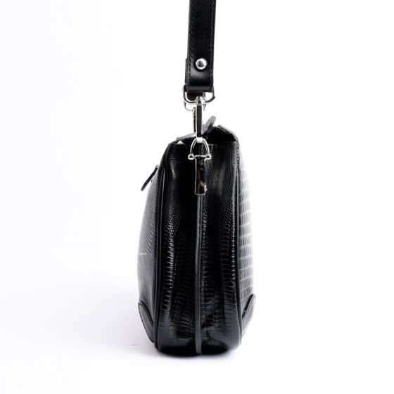 کیف دوشی زنانه طرح ارمغان چرم مشکی لیزارد