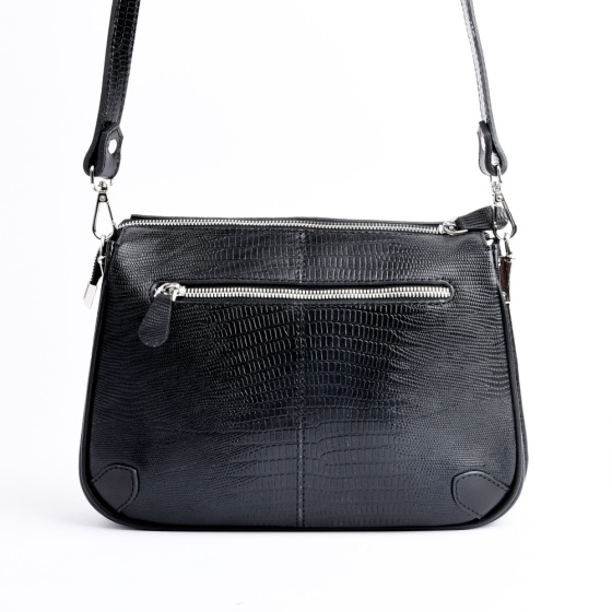 کیف دوشی زنانه طرح ارمغان چرم مشکی لیزارد