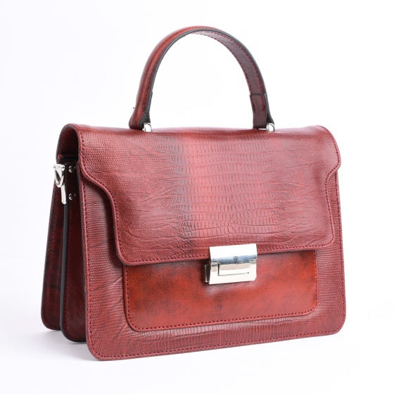 کیف دوشی زنانه آناهل چرم زرشکی