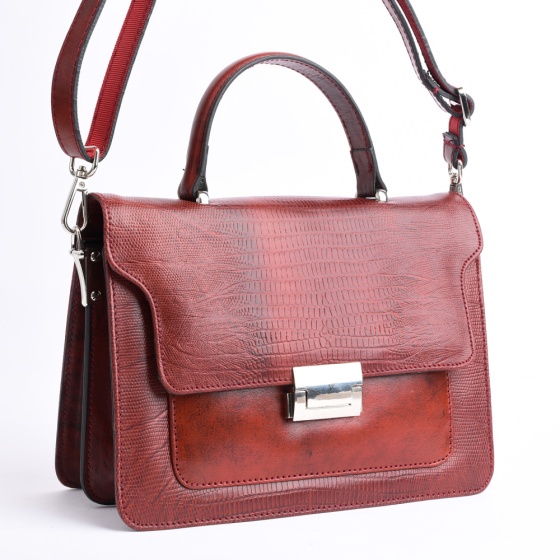 کیف دوشی زنانه آناهل چرم زرشکی