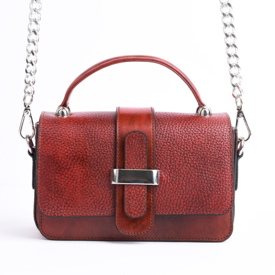 کیف مجلسی زنانه طرح مه وا چرم زرشکی فلوتر