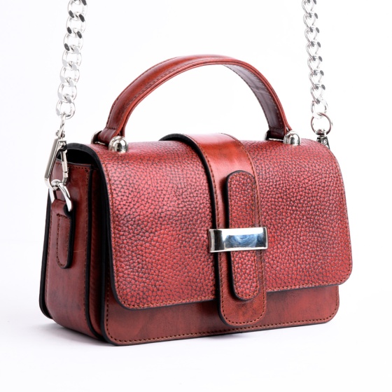 کیف مجلسی زنانه طرح مه وا چرم زرشکی فلوتر