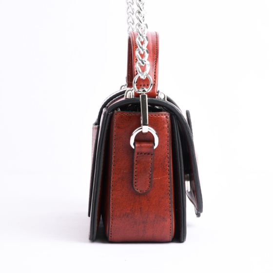 کیف مجلسی زنانه طرح مه وا چرم زرشکی فلوتر