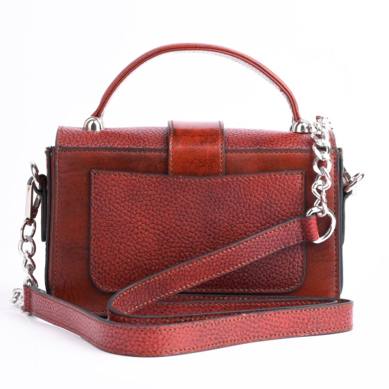 کیف مجلسی زنانه طرح مه وا چرم زرشکی فلوتر