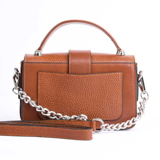 کیف مجلسی زنانه طرح مه وا چرم عسلی ساده