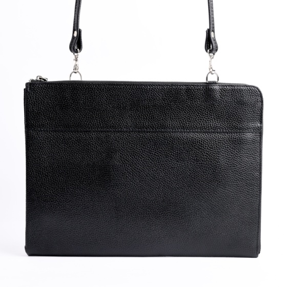 کیف کلاسوری دوشی طرح ایلیا چرم مشکی فلوتر