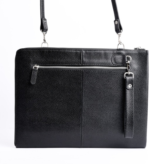 کیف کلاسوری دوشی طرح ایلیا چرم مشکی فلوتر