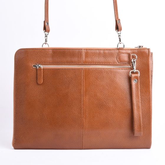 کیف کلاسوری دوشی طرح ایلیا چرم عسلی فلوتر