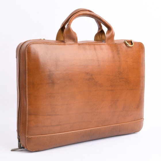 کیف اداری مردانه طرح مارسی چرم ساده عسلی