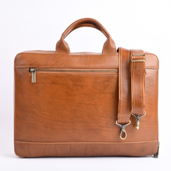 کیف اداری مردانه طرح مارسی چرم ساده عسلی