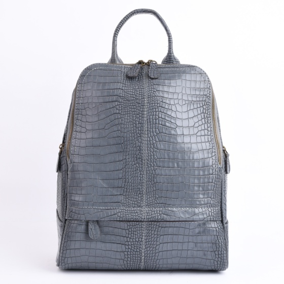 کوله پشتی طرح داریا چرم کروکو طوسی