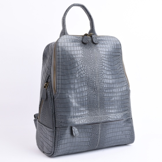 کوله پشتی طرح داریا چرم کروکو طوسی