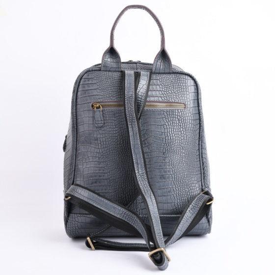 کوله پشتی طرح داریا چرم کروکو طوسی