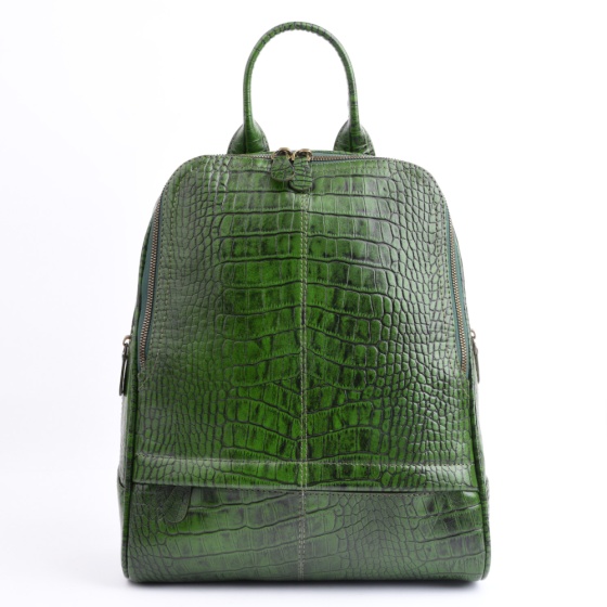 کوله پشتی طرح داریا چرم کروکو سبز