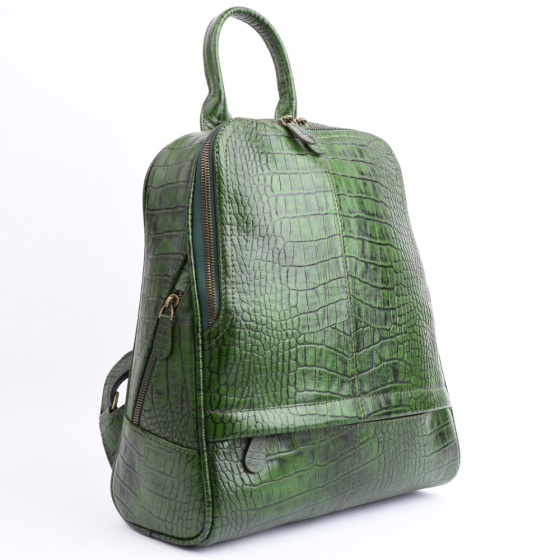 کوله پشتی طرح داریا چرم کروکو سبز