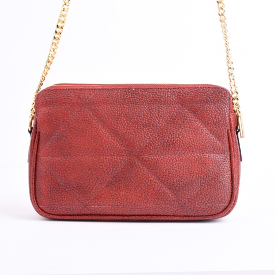 کیف دوشی زنانه چرم طرح ملودی چرم فلوتر زرشکی