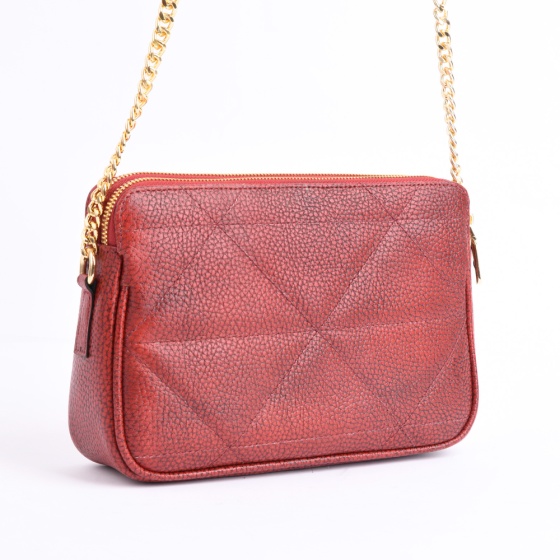 کیف دوشی زنانه چرم طرح ملودی چرم فلوتر زرشکی